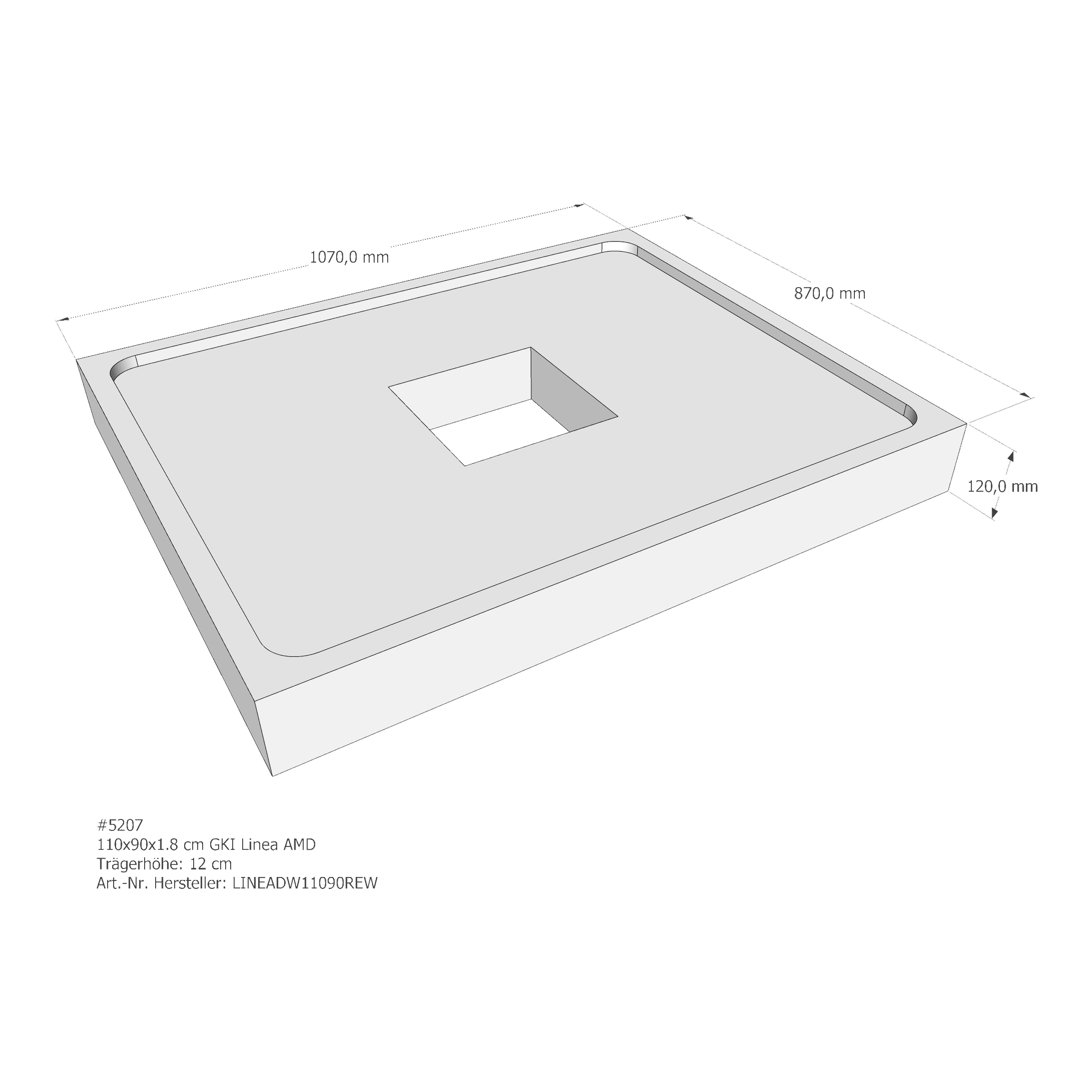 Duschwannenträger für GKI Linea 110 × 90 × 1,8 cm