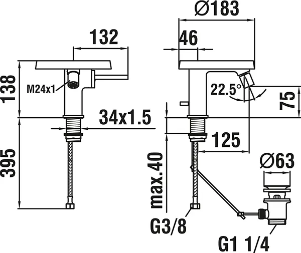 Laufen KARTELL Laufen H341331 Einhand-Bidetmischer verchromt, Ausladung 125 mm Laufen KARTELL Laufen H341331 Einhand-Bidetmischer verchromt, Ausladung 125 mm