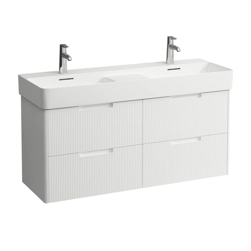 Waschtischunterbau JUNA für VAL 400x1168x515 4 Schubladen mit Griffmulde für Waschtisch H814282 weiß matt