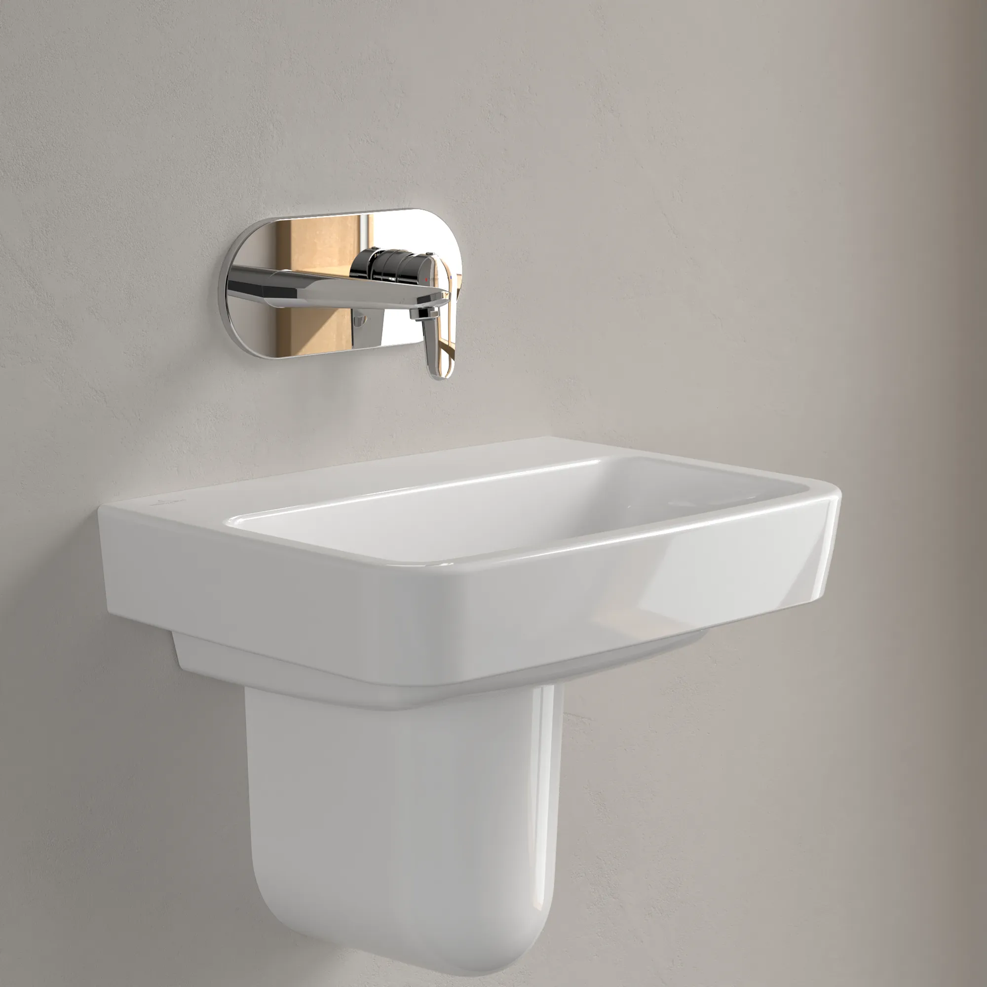 Villeroy & Boch Handwaschbecken „O.novo“ 500 × 370 × 160 mm, für Becken mittig, ohne Hahnlochbohrung