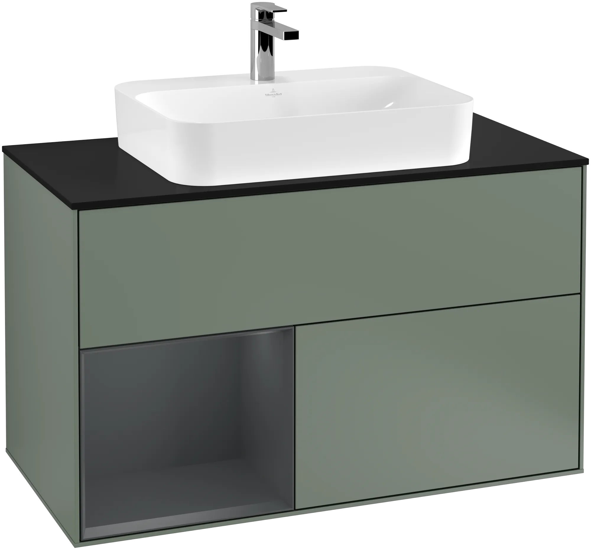 Villeroy & Boch Waschtischunterschrank „Finion“ für Schrankwaschtisch 1000 × 603 × 501 mm Olive Matt Lacquer, für Becken mittig