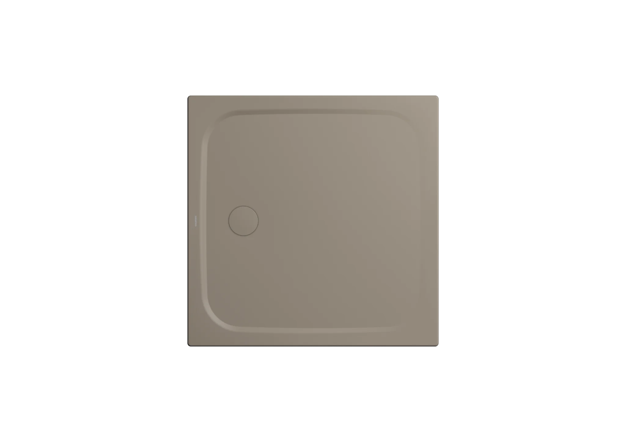Kaldewei CAYONOPLAN Duschfläche, quadratisch, 900x900 mm, warm grey 60, bodeneben, seitlicher Ablauf, 18 mm tief