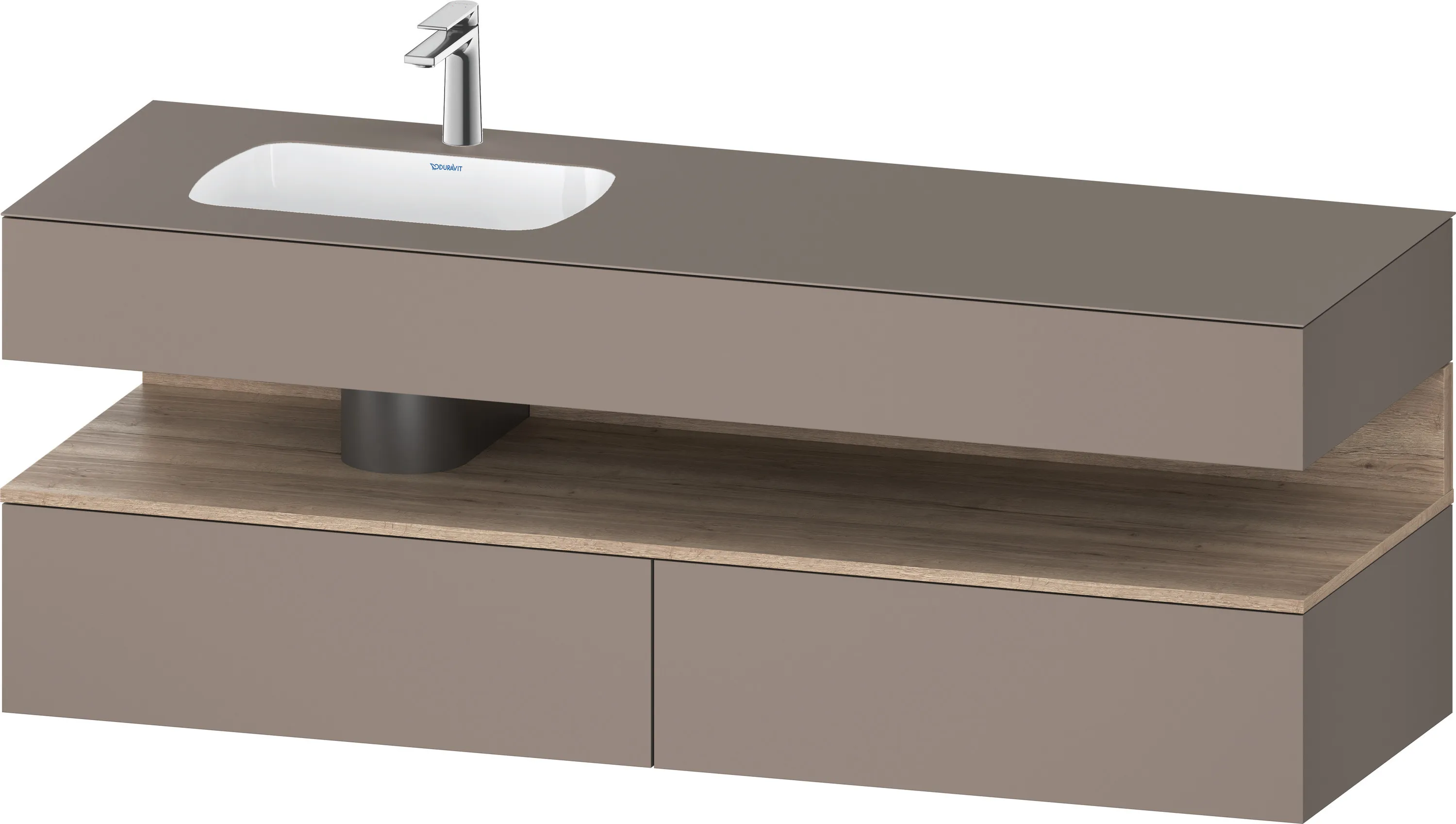 Einbauwaschtisch mit Konsolenwaschtischunterbau „Qatego“ 160 × 50 × 60 cm, mit Beleuchtung