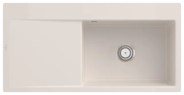 Villeroy & Boch flächenbündiges Küchenspülbecken „Subway Style“ 60 flat 980 × 490 × 220 mm, für Becken rechts in Crema Villeroy & Boch flächenbündiges Küchenspülbecken „Subway Style“ 60 flat 980 × 490 × 220 mm, für Becken rechts in Crema