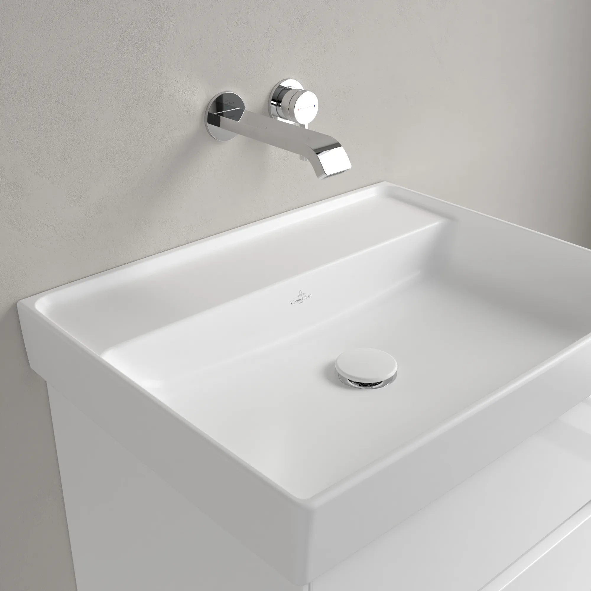 Villeroy & Boch Collaro Waschbecken, 600x470x160mm, Stone White CeramicPlus, TitanCeram, Wandmontage