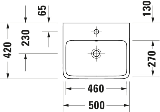 Wandwaschtisch geschliffen „Qatego“ 50 × 42 × 15 cm, Hahnlochposition mittig