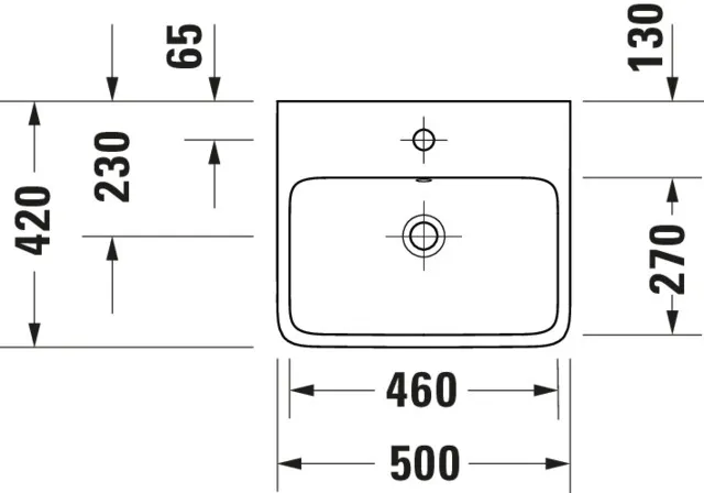 Wandwaschtisch Unterseite glasiert „Qatego“ 50 × 42 × 15 cm, Hahnlochposition mittig