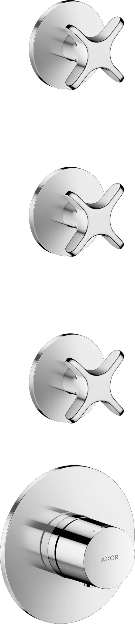 Hansgrohe AXOR One Thermostatmodul Unterputz für 3 Verbraucher mit Kreuzgriff, Chrom