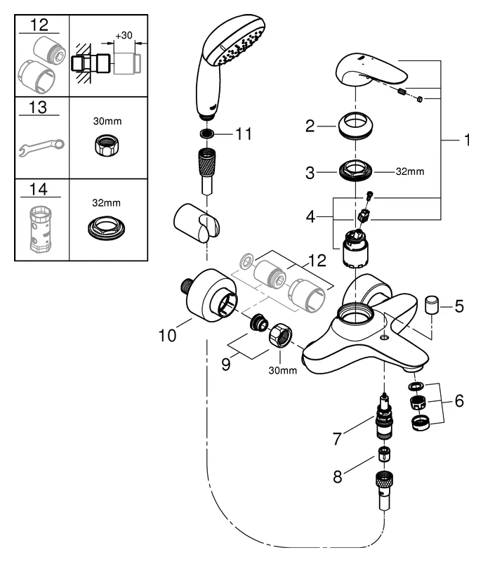 Grohe Eurostyle Einhand-Wannenbatterie 23729_3, Wandmontage, chrom Grohe Eurostyle Einhand-Wannenbatterie 23729_3, Wandmontage, chrom