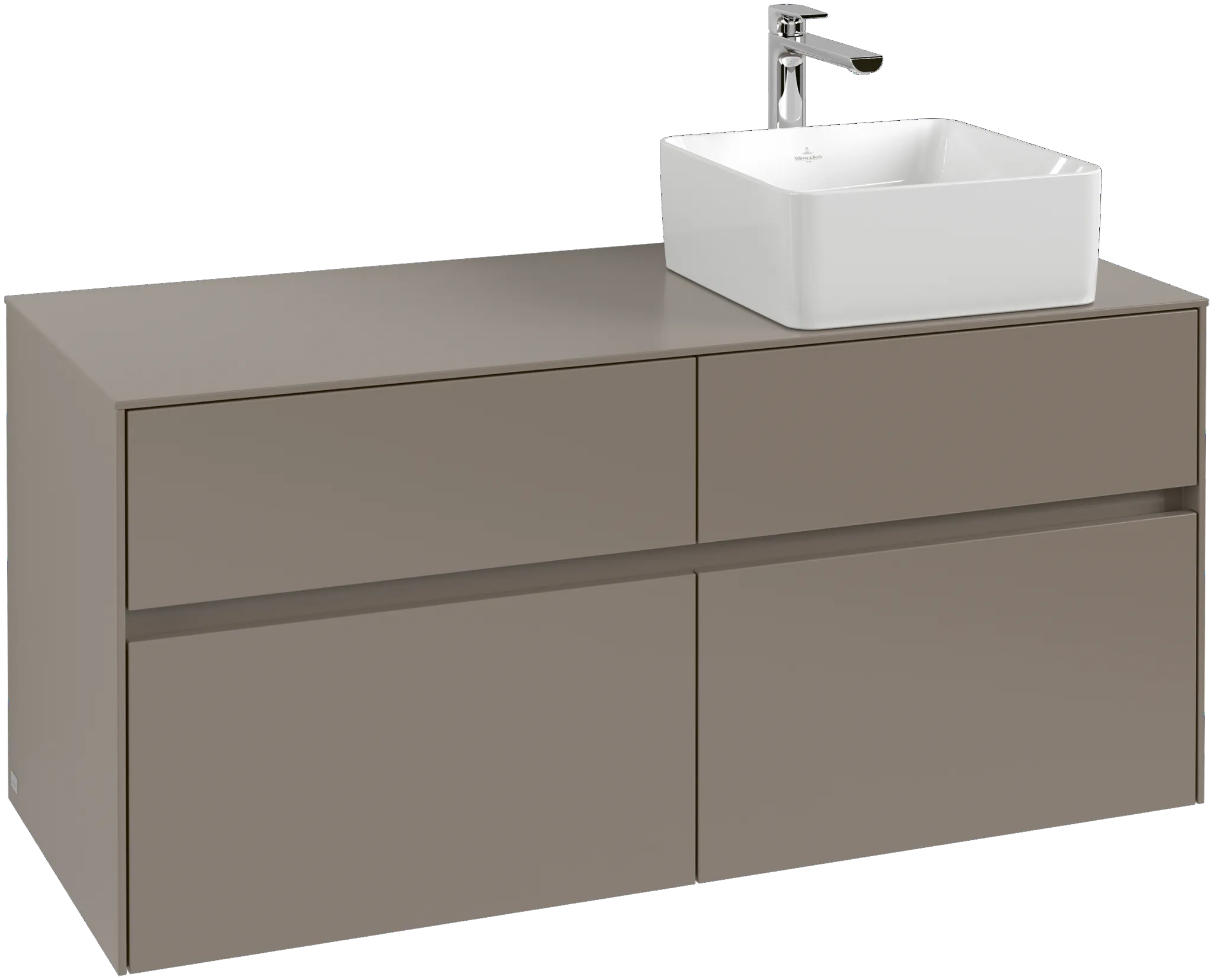 Villeroy & Boch Waschtischunterschrank „Collaro“ 1200 × 548 × 500 mm Soft Green, ohne Beleuchtung, für Becken rechts