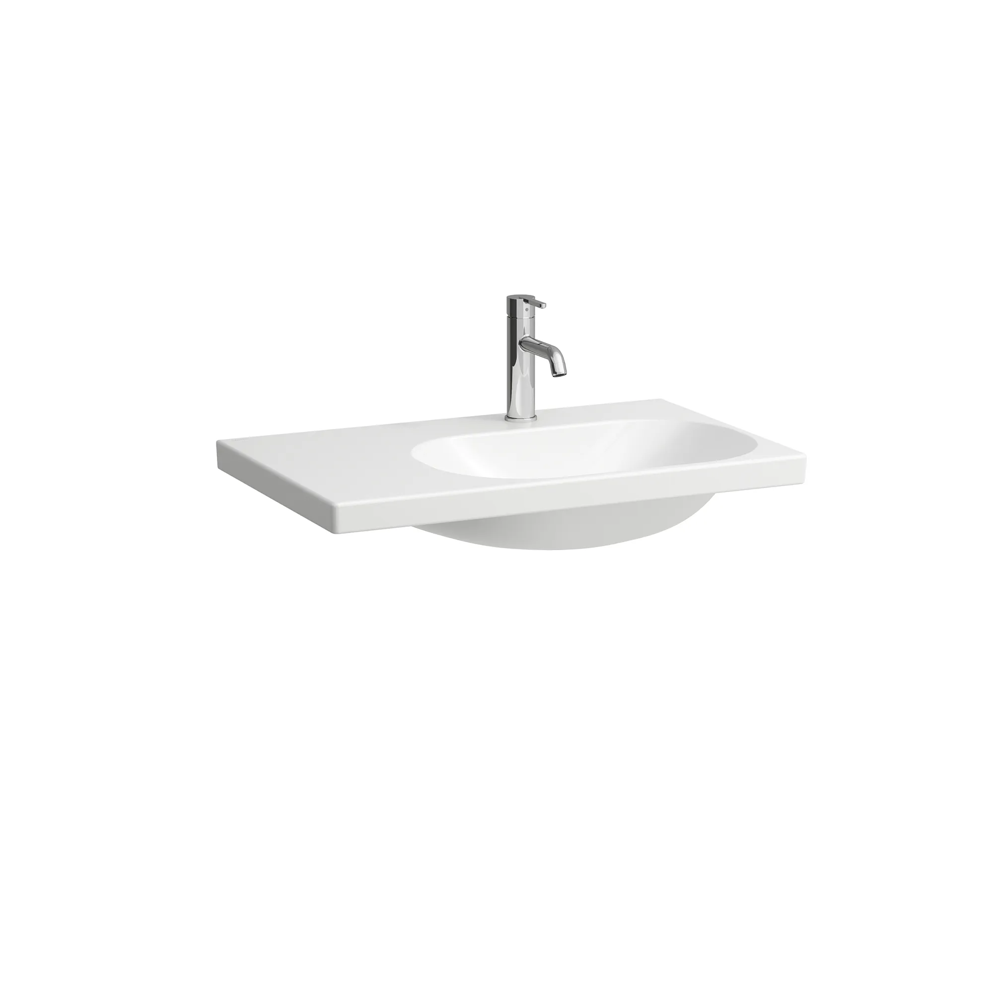 Waschtisch LUA 460x750x180 asymmetrisch Becken rechts 1 Hahnloch mit Überlauf weiß