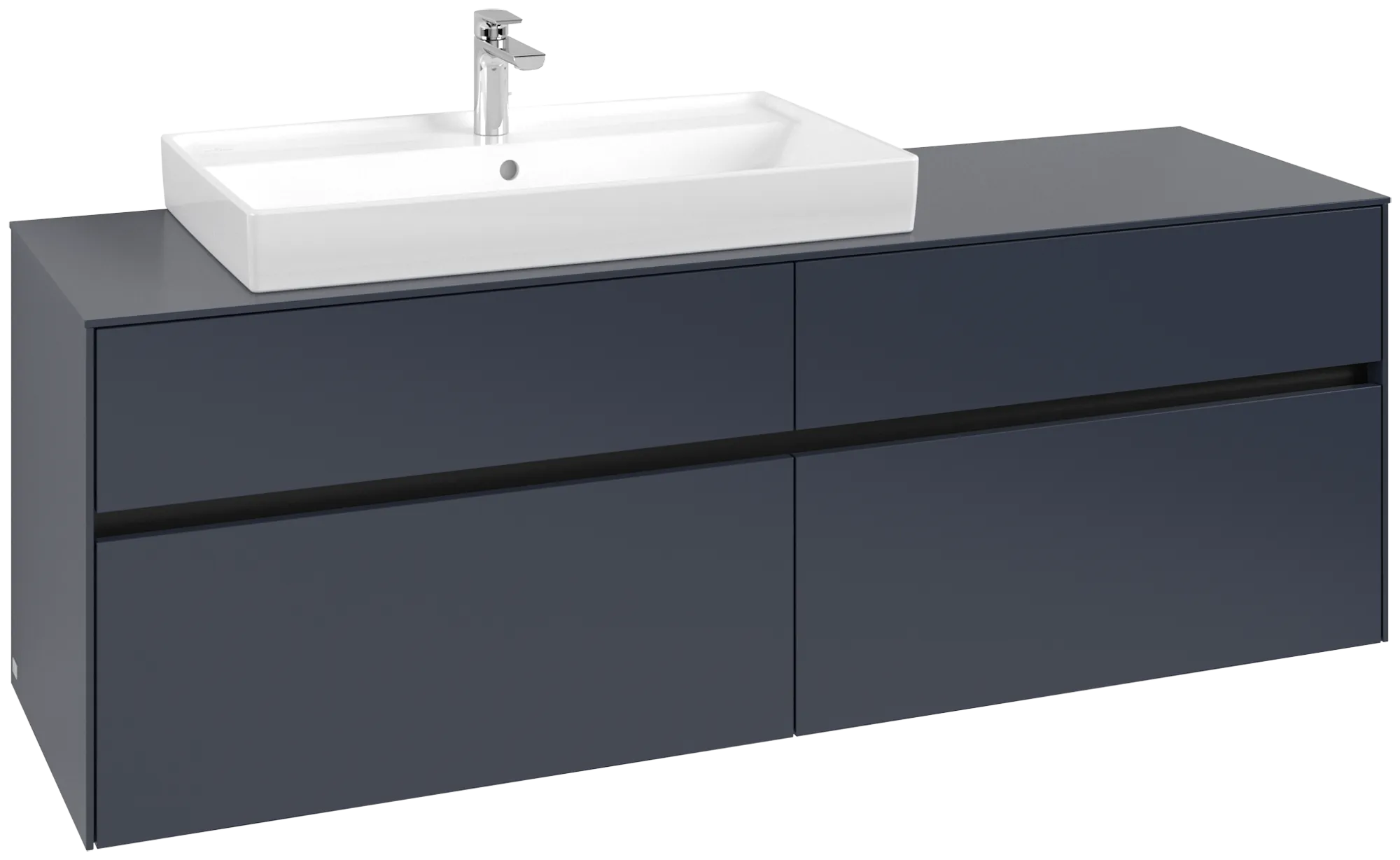 Villeroy & Boch Waschtischunterschrank „Collaro“ 1600 × 548 × 500 mm Marine Blue, mit Beleuchtung, für Becken links Villeroy & Boch Waschtischunterschrank „Collaro“ 1600 × 548 × 500 mm Marine Blue, mit Beleuchtung, für Becken links