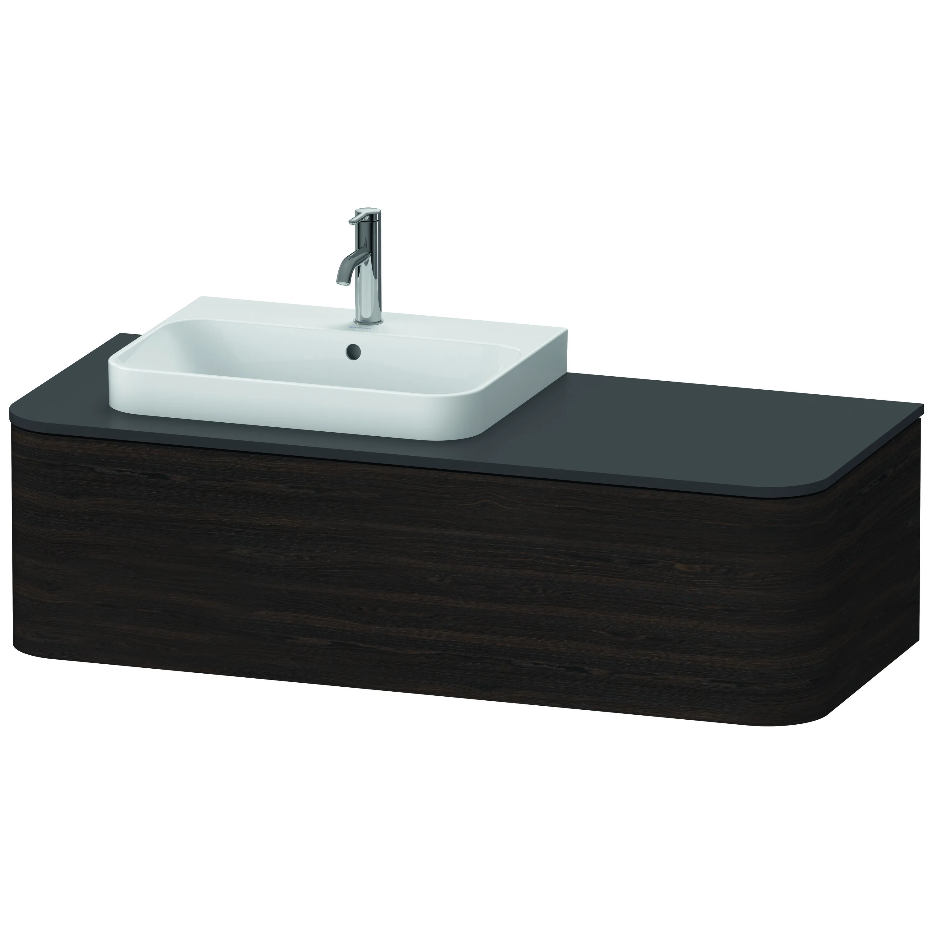 Duravit Waschtischunterschrank wandhängend „Happy D.2 Plus“ 130 × 35,4 × 55 cm Nussbaum gebürstet, links