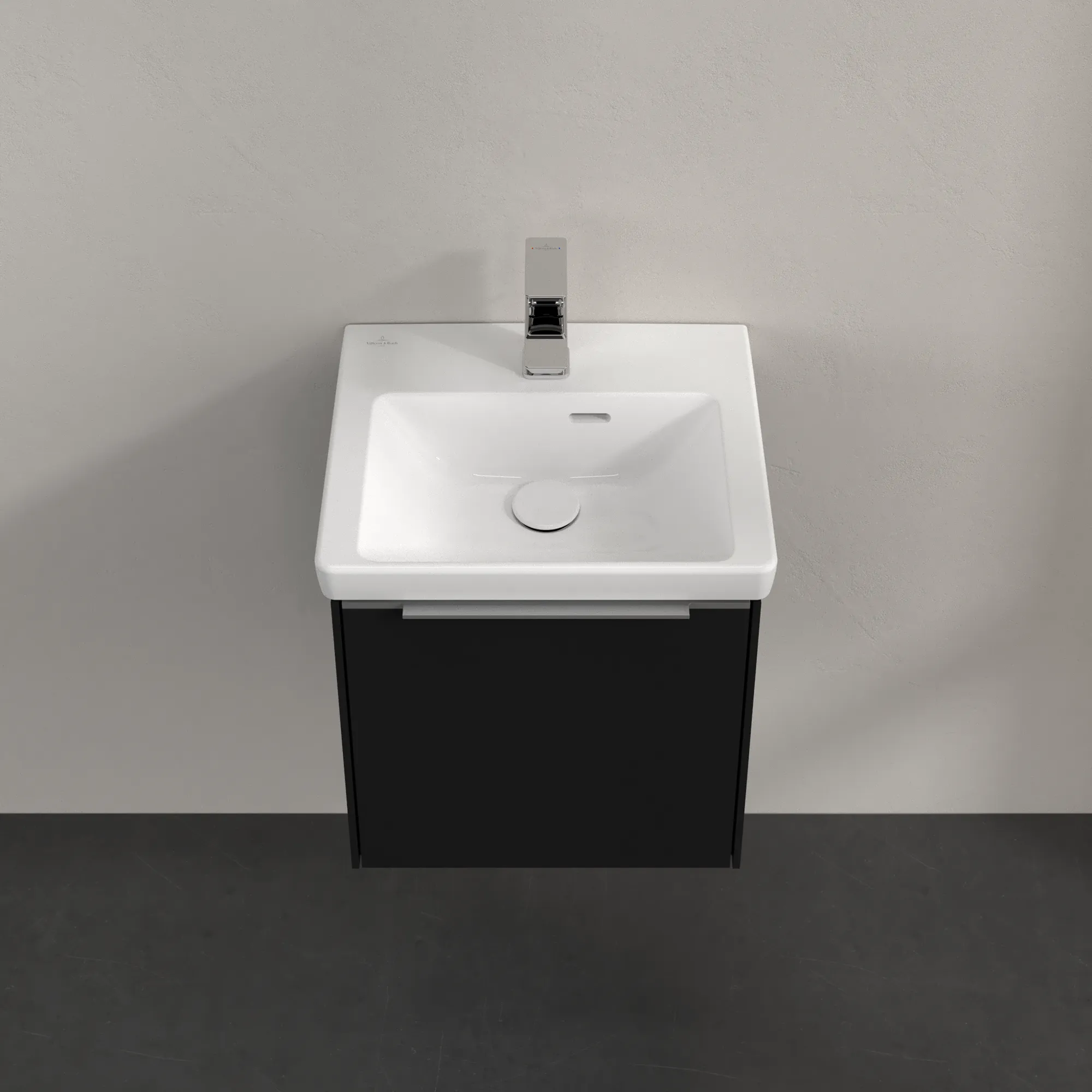 Villeroy & Boch Waschtischunterschrank mit Tür „Subway 3.0“ für Schrankwaschtisch 423 × 429 × 378 mm Volcano Black, 1 Tür, für Becken mittig, Anschlag rechts Villeroy & Boch Waschtischunterschrank mit Tür „Subway 3.0“ für Schrankwaschtisch 423 × 429 × 378 mm Volcano Black, 1 Tür, für Becken mittig, Anschlag rechts