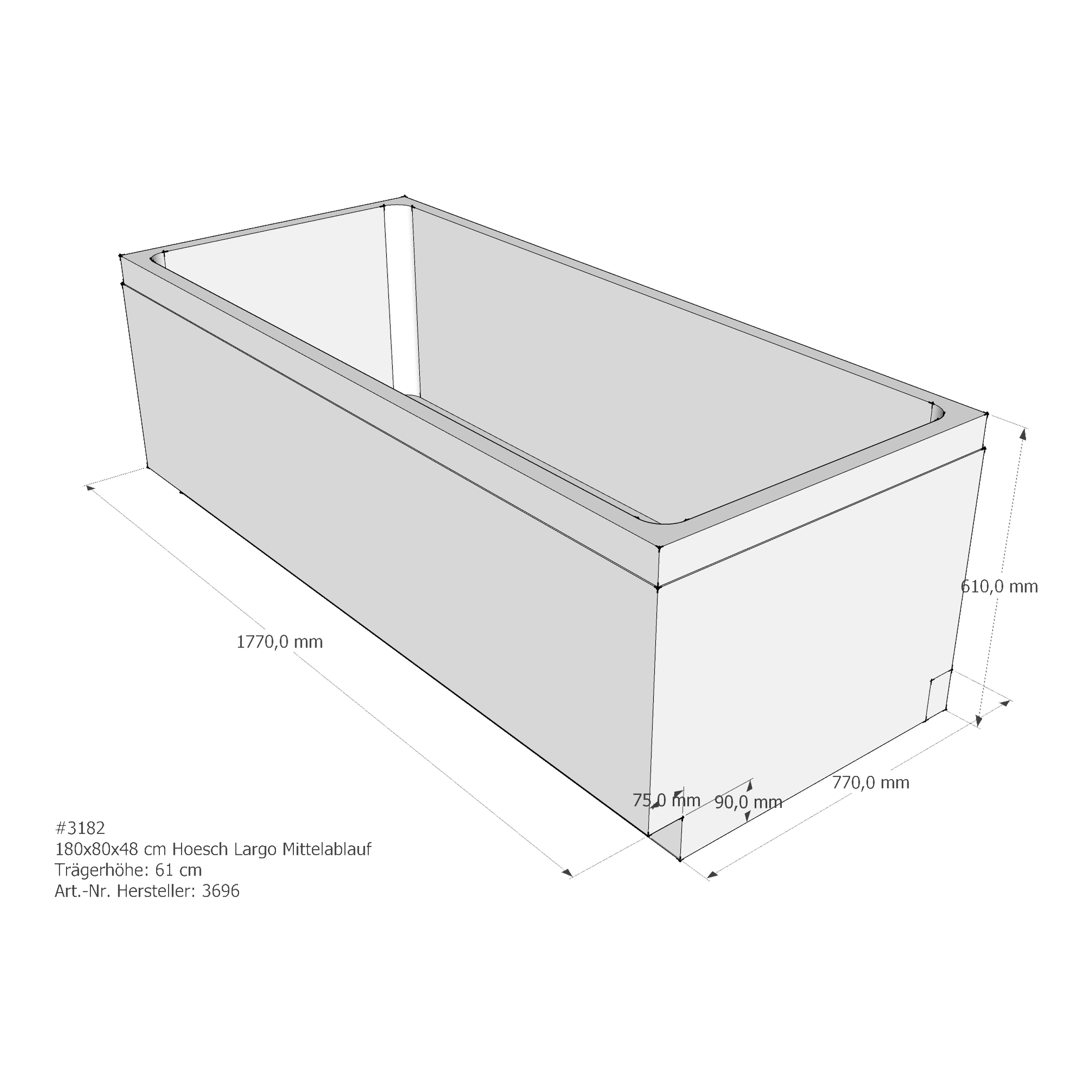 Badewannenträger für Hoesch Largo 180 × 80 × 48 cm Breite: 80 cm / Länge: 180 cm Badewannenträger für Hoesch Largo 180 × 80 × 48 cm Breite: 80 cm / Länge: 180 cm