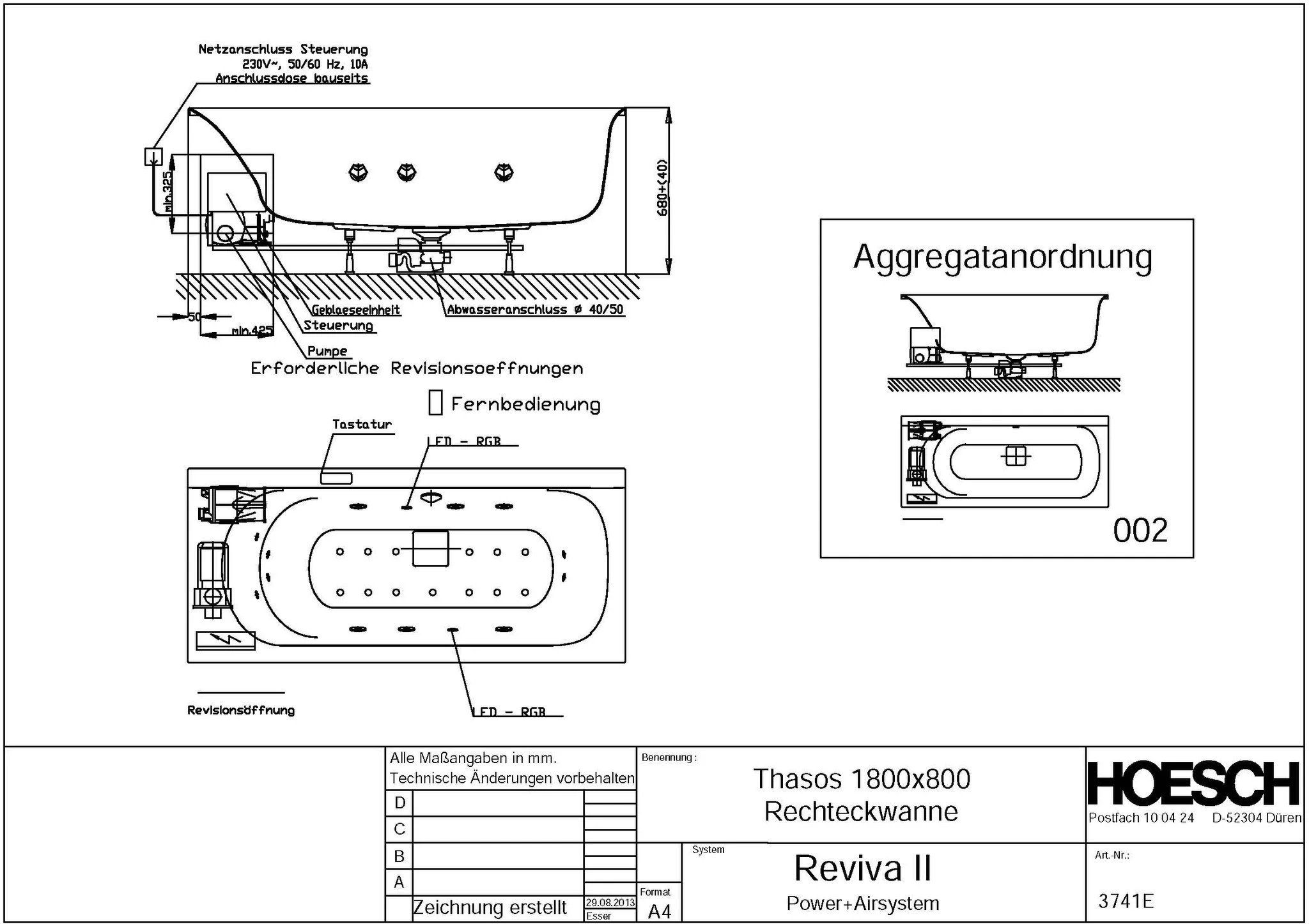 Hoesch Whirlwanne „Thasos“ mit Whirlsystem „Reviva II“ rechteck 180 × 80 cm in Weiß Hoesch Whirlwanne „Thasos“ mit Whirlsystem „Reviva II“ rechteck 180 × 80 cm in Weiß