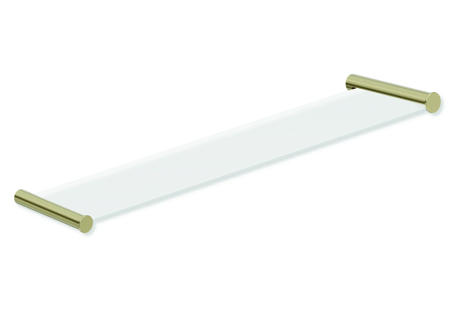Ablage des Systems 162, Edelstahl, PVD, bestehend aus seitlichen Halteelementen und Ablagefläche aus Glas, 600 mm breit, 122 mm tief, in Farbe CK (Messing glänzend) Ablage des Systems 162, Edelstahl, PVD, bestehend aus seitlichen Halteelementen und Ablagefläche aus Glas, 600 mm breit, 122 mm tief, in Farbe CK (Messing glänzend)