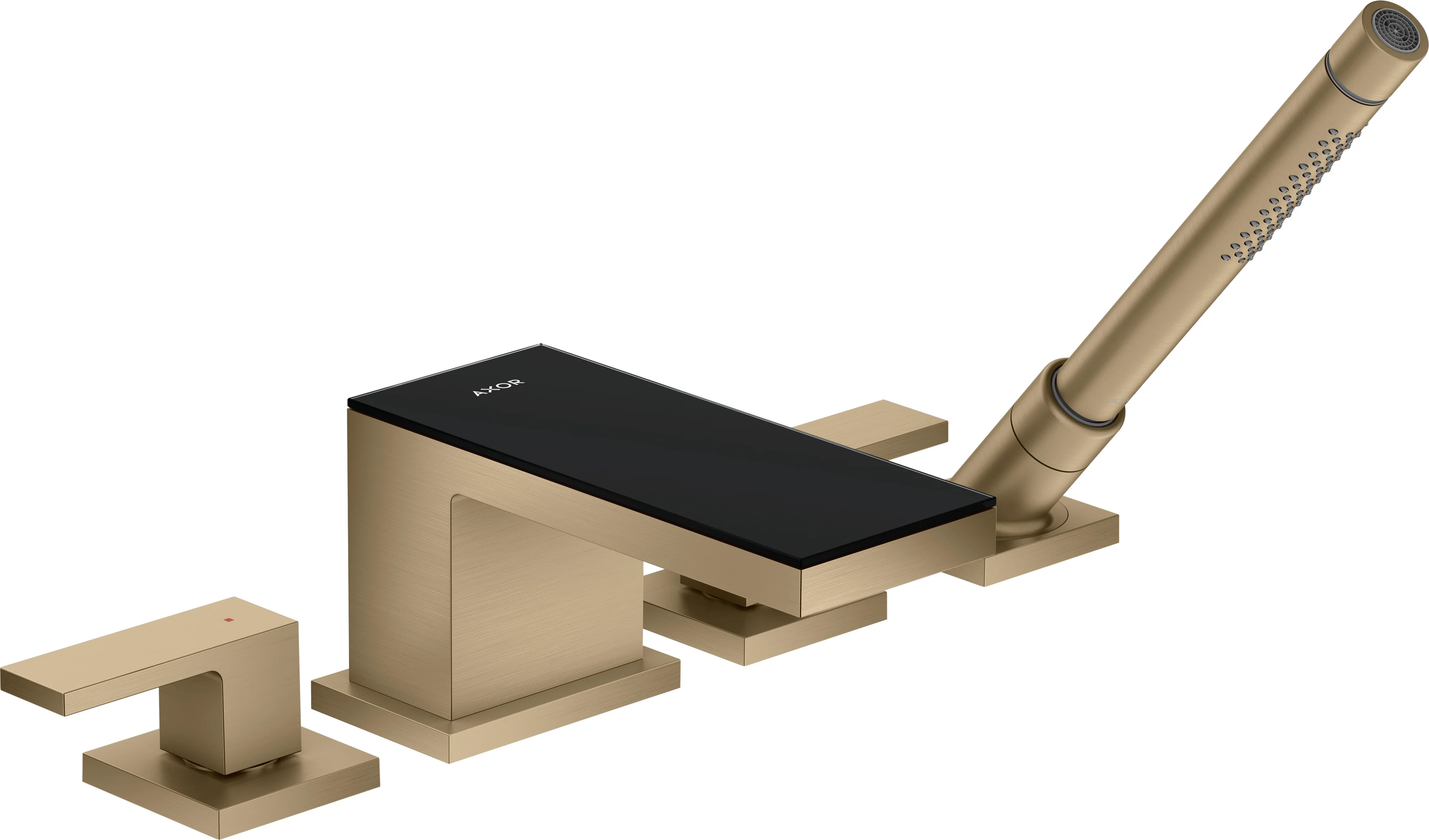 Hansgrohe AXOR MyEdition 4-Loch Wannenrandarmatur Brushed Bronze, Ausladung 151 mm, max. Ausziehänge Handbrause 1,10 m