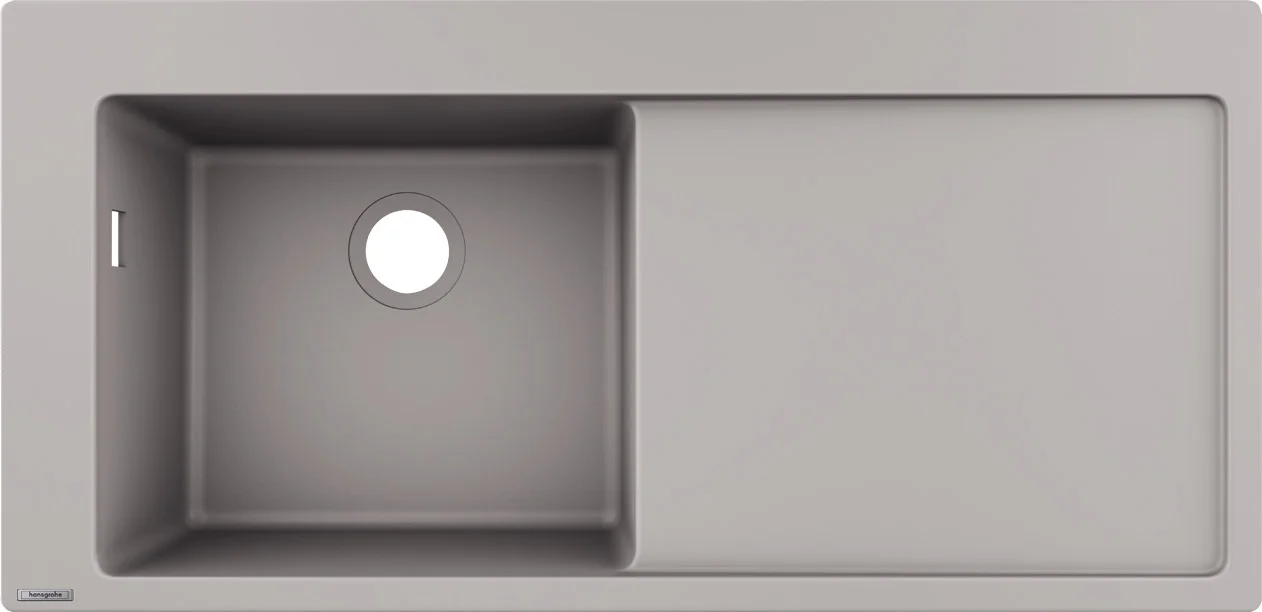 Hansgrohe Einbauspüle S51 Serie, SilicaTec, Betongrau, 1030 x 490 mm, 1 Hauptbecken mit Abtropffläche rechts, Beckentiefe 190 mm