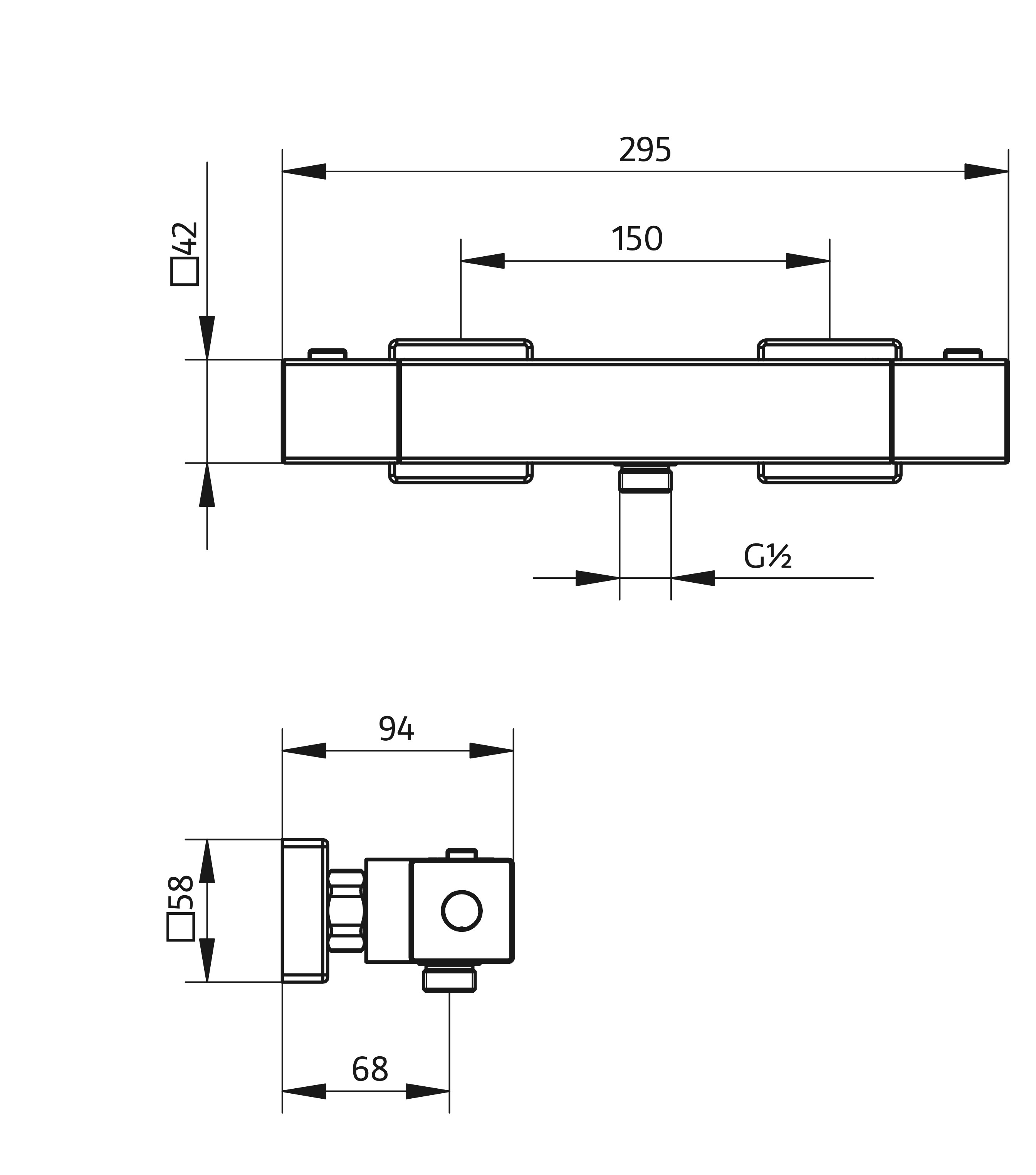 HSK Duschthermostat „Basic“ eckig Ausladung 94 mm in chrom HSK Duschthermostat „Basic“ eckig Ausladung 94 mm in chrom
