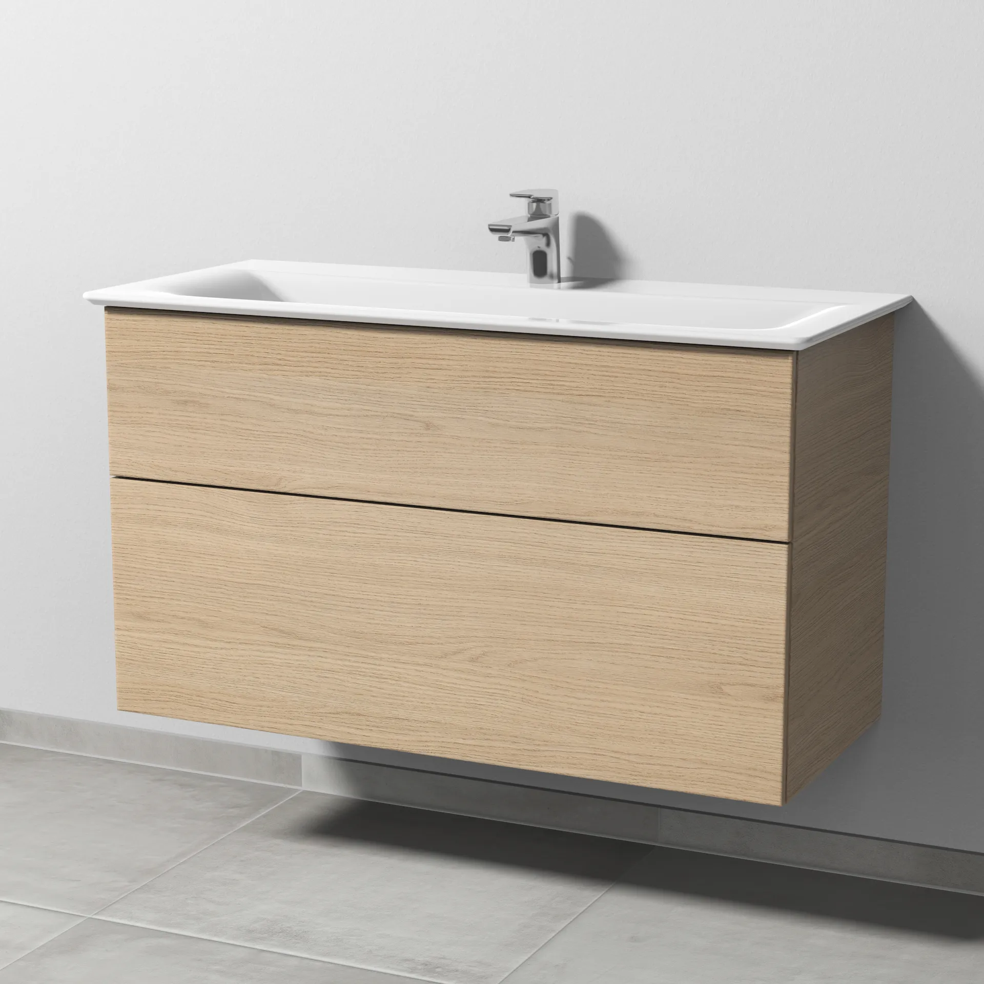 Sanipa Waschtischunterschrank „3way“ passend zu Keramik-Waschtische Connect Air von Ideal Standard 990 × 585 × 437 mm in Eiche Nordic