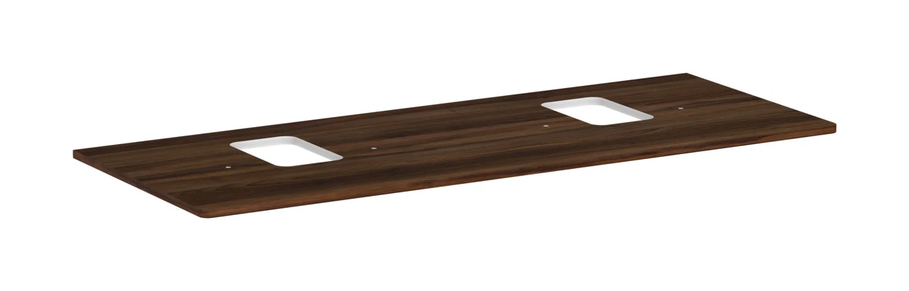 Hansgrohe Xelu Q Konsole, Nussbaum Dunkel, 1360x540 mm, 2 mittige Ausschnitte für Aufsatzwaschtisch mit Hahnloch