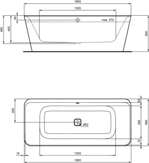 Ideal Standard Badewanne „TonicII“ 80 × 180 cm in Seidenweiß Ideal Standard Badewanne „TonicII“ 80 × 180 cm in Seidenweiß