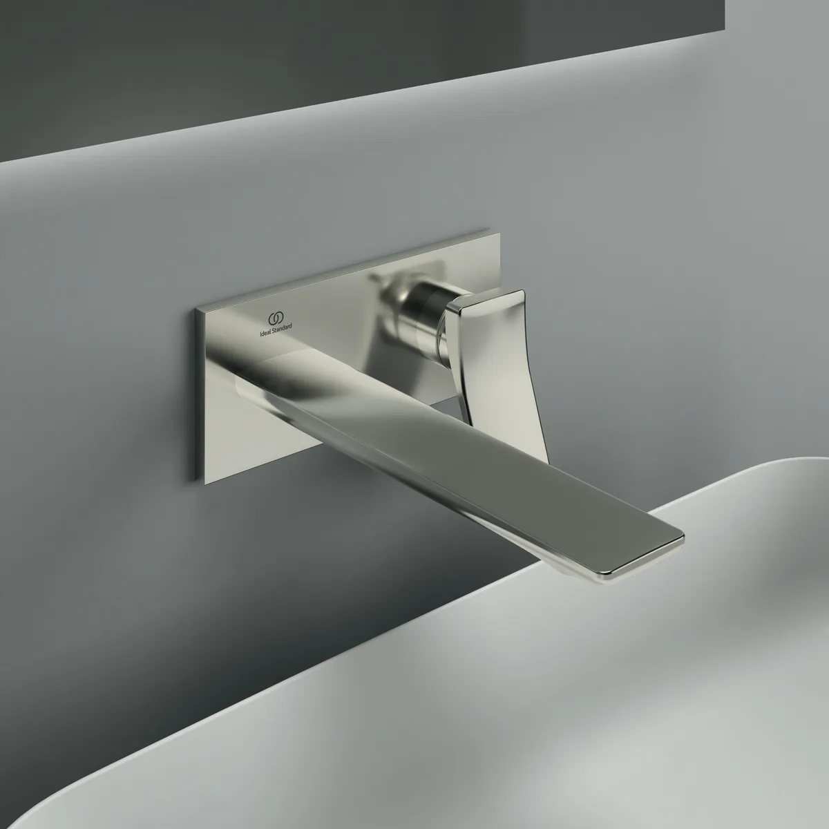 Ideal Standard Wand-Waschtischarmatur Conca Arm A7372GN, eckige Rosette, Ausladung 220mm, Silver Storm Ideal Standard Wand-Waschtischarmatur Conca Arm A7372GN, eckige Rosette, Ausladung 220mm, Silver Storm