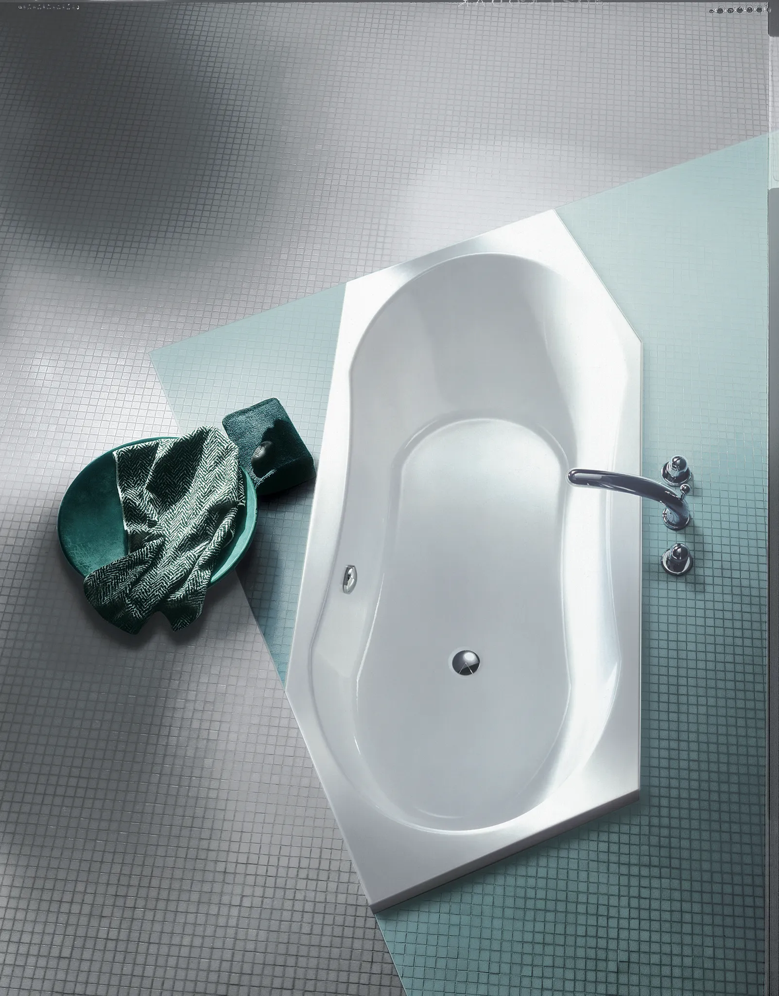 Kermi Duschdesign LIVORO VL1 Sechseckbadewanne asymmetrisch 2020x800 mm weiß
