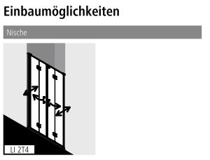 Kermi Duschtür Pendel-Falttür 4-teilig für Nische und Ecke „LIGA“ 185 cm Profile Silber Mattglanz, Falttür