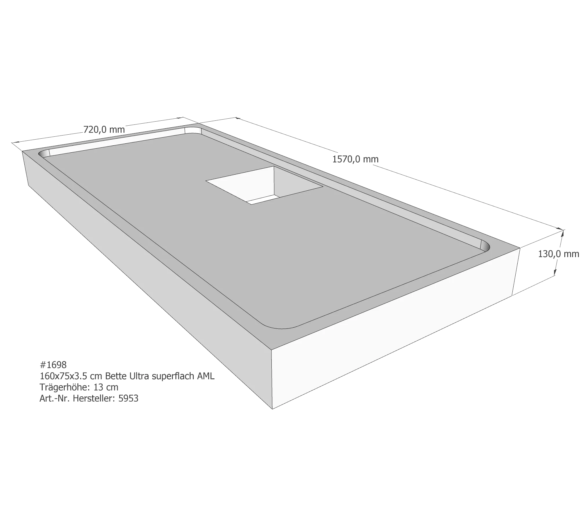 Duschwannenträger für Bette Ultra (superflach) 160 × 75 × 3,5 cm Breite: 75 cm / Länge: 160 cm Duschwannenträger für Bette Ultra (superflach) 160 × 75 × 3,5 cm Breite: 75 cm / Länge: 160 cm