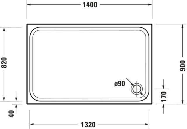 Duravit rechteck Duschwanne „D-Code“ 140 × 90 cm 