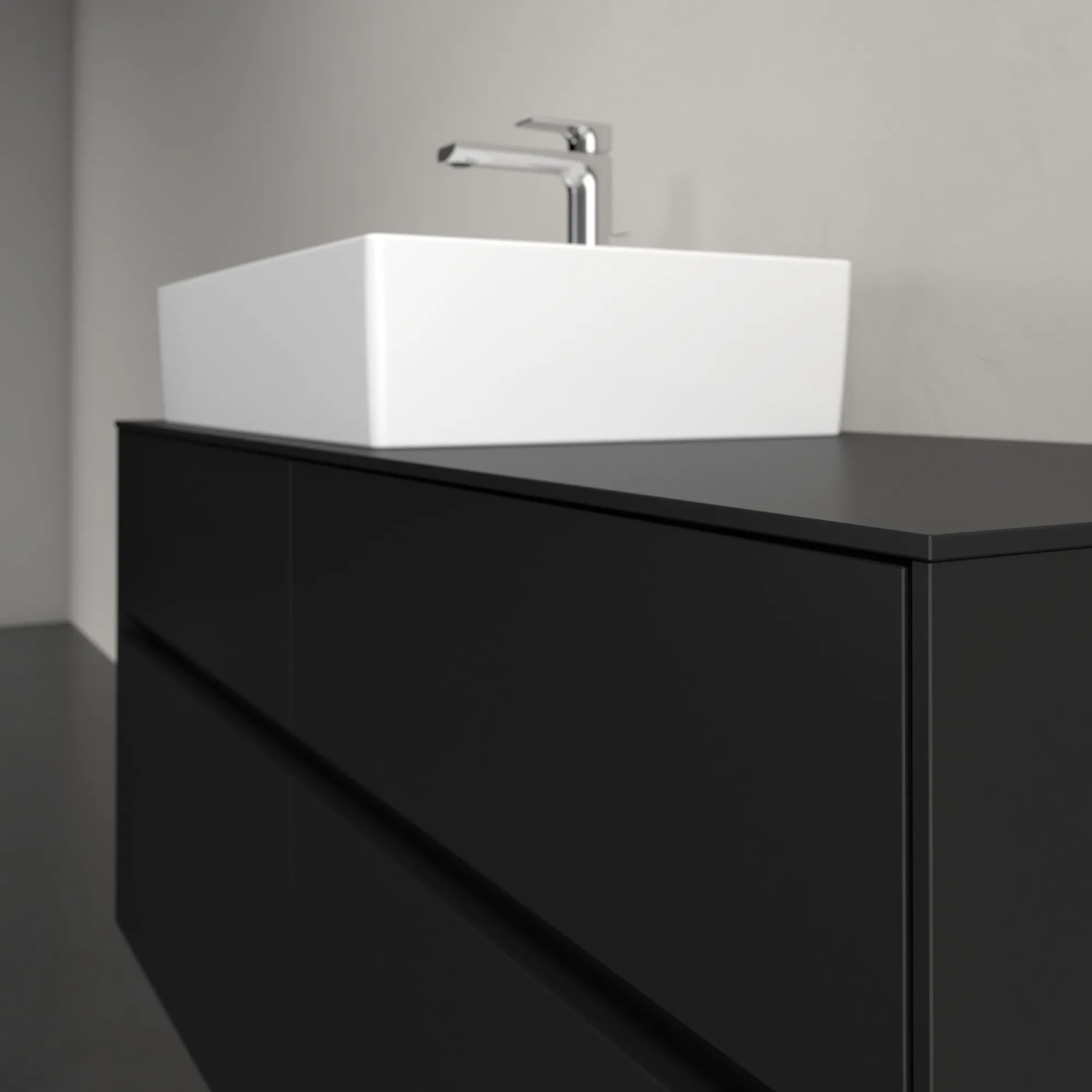 Villeroy & Boch Waschtischunterschrank „Collaro“ 1200 × 548 × 500 mm Volcano Black, ohne Beleuchtung, für Becken links Villeroy & Boch Waschtischunterschrank „Collaro“ 1200 × 548 × 500 mm Volcano Black, ohne Beleuchtung, für Becken links