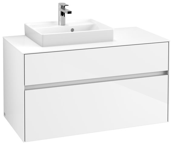 Villeroy & Boch Waschtischunterschrank „Collaro“ für Schrankwaschtisch 100 × 54,8 × 50 cm 2 Auszüge / Schubladen, Waschbecken links