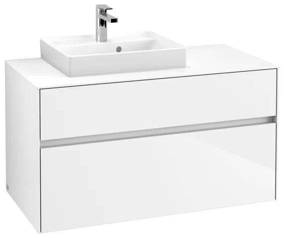 Villeroy & Boch Waschtischunterschrank „Collaro“ 1000 × 548 × 500 mm Glossy White, ohne Beleuchtung, für Becken links