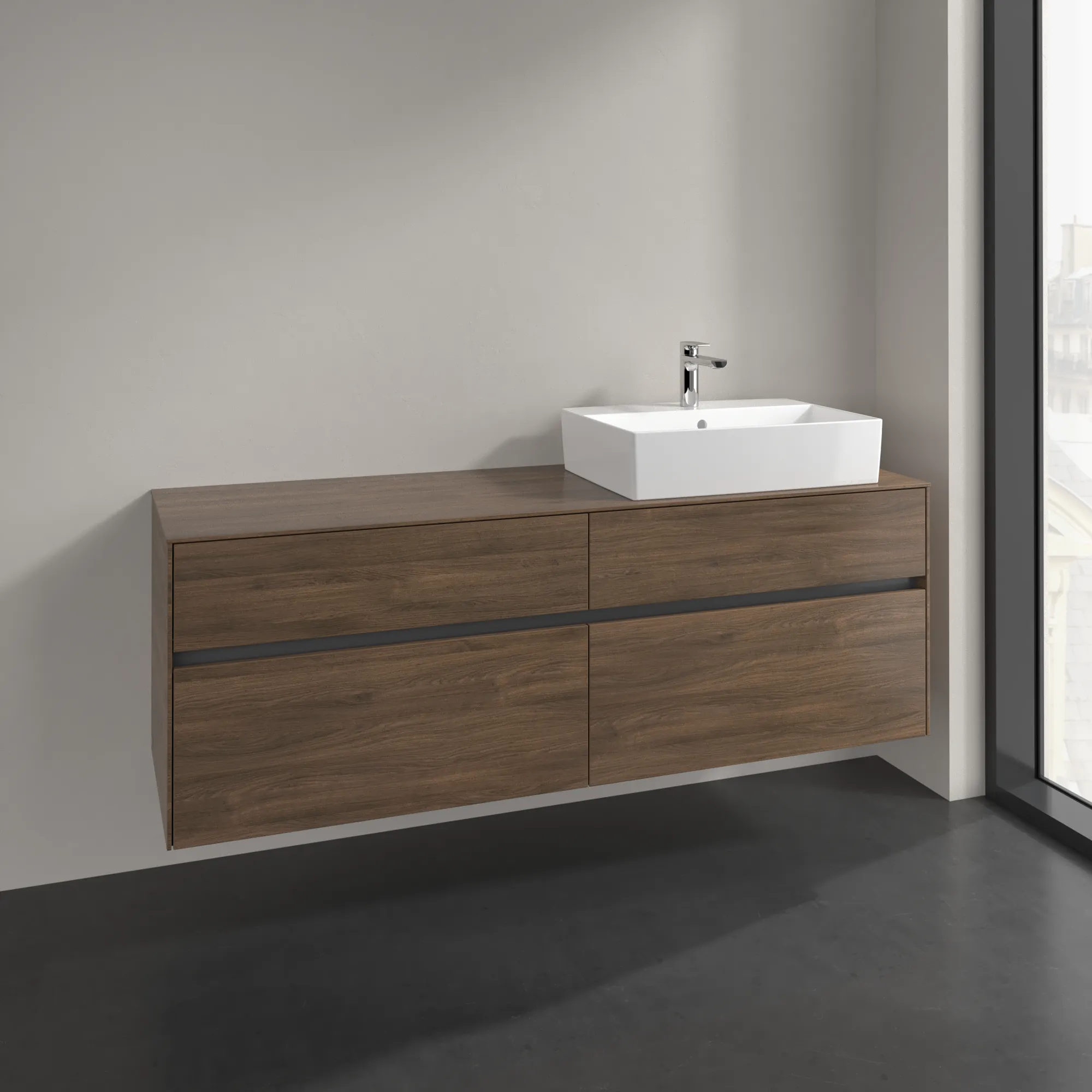 Villeroy & Boch Waschbeckenunterschrank Collaro Arizona Oak, 1600x548x500 mm, Eckig mit SoftClosing, 4 Auszüge