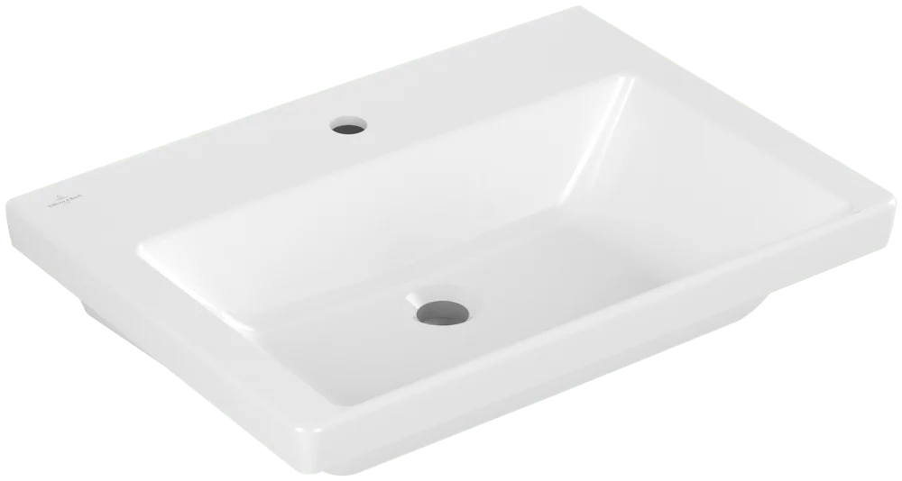 Villeroy & Boch Schrankwaschtisch Subway 3.0, 650x470x165mm, glänzend weiß Alpin, TitanCeram, Wandmontage