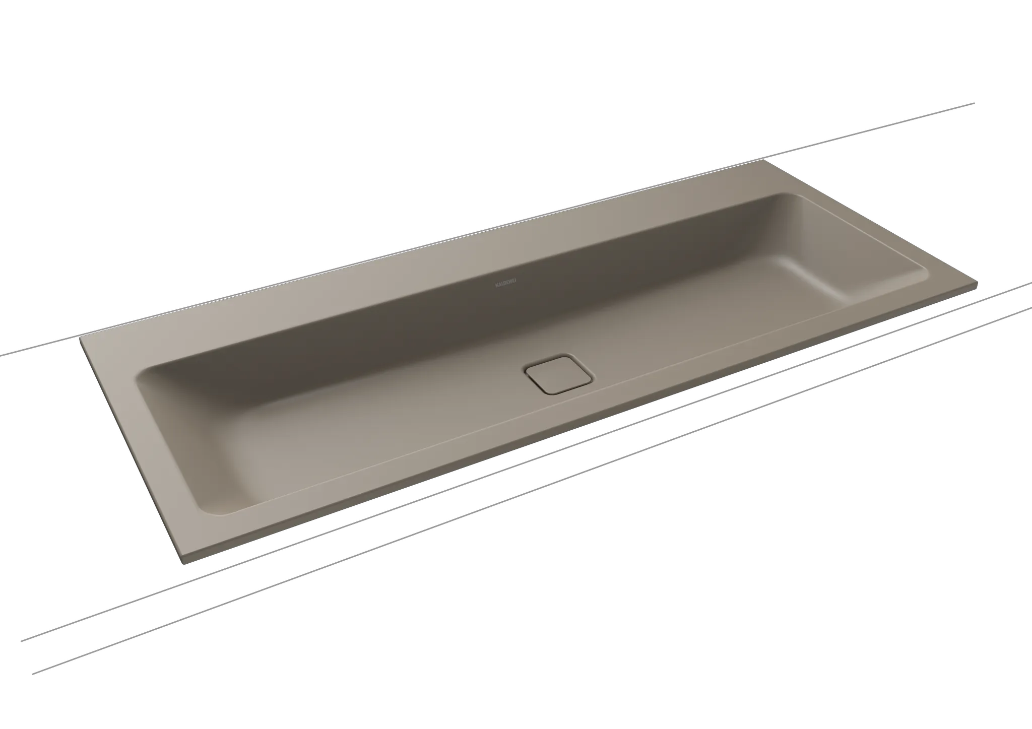 Doppelwaschtisch „Cono“ 120 × 50 cm, ohne Überlauf, mittig, mit Hahnlochbohrung in warm grey 60 mit Perl-Effekt