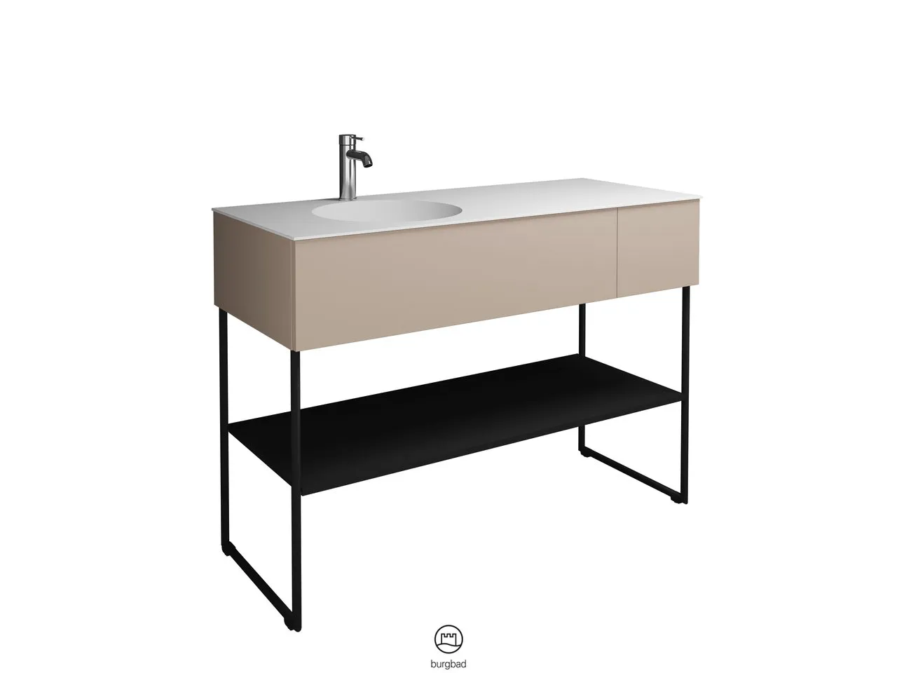 burgbad Coco Mineralguss-Waschtisch inkl. Waschtischunterschrank, Schwarz Seidenglanz burgbad Coco Mineralguss-Waschtisch inkl. Waschtischunterschrank, Schwarz Seidenglanz