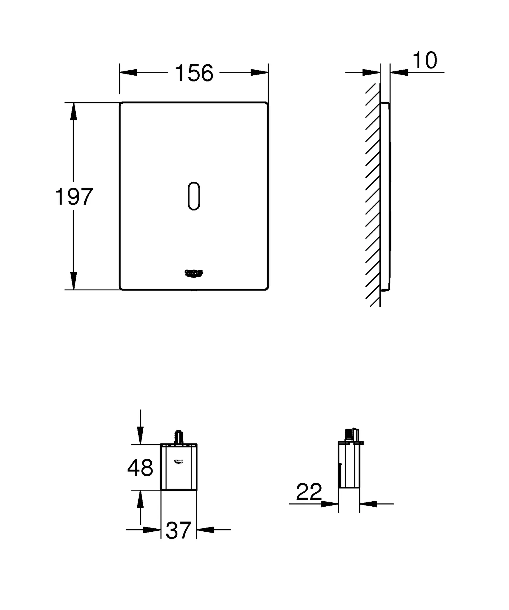 Grohe Infrarot-Elektronik für WC-Spülkasten Tectron Bau E, 156 x 197 mm in chrom Grohe Infrarot-Elektronik für WC-Spülkasten Tectron Bau E, 156 x 197 mm in chrom