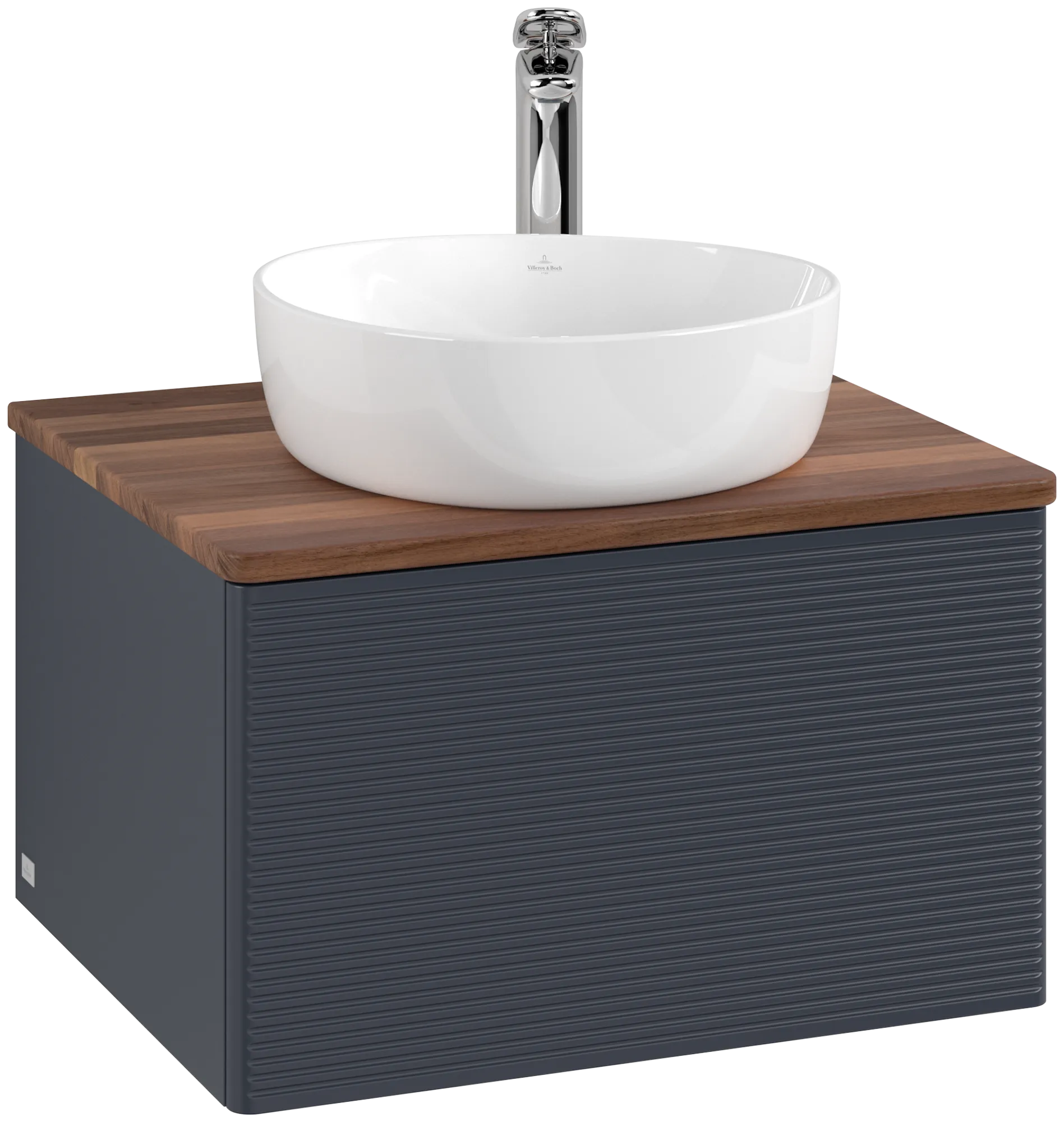 Villeroy & Boch Antao Waschbeckenunterschrank L29_5, 600x360x500 mm, Midnight Blue Matt Lacquer / Warm Walnut