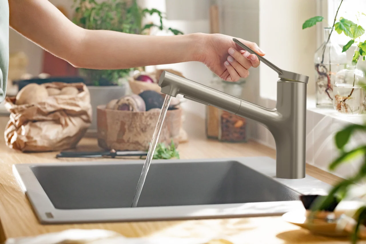 Hansgrohe Einbauspüle S51, Serie S510-F450, Betongrau, 540 x 490 mm, Beckentiefe 190 mm