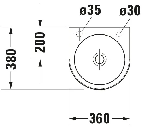 Handwaschbecken Architec 360 mm ohneÜL, mitHLB, HL-Vst. li./re., weiß