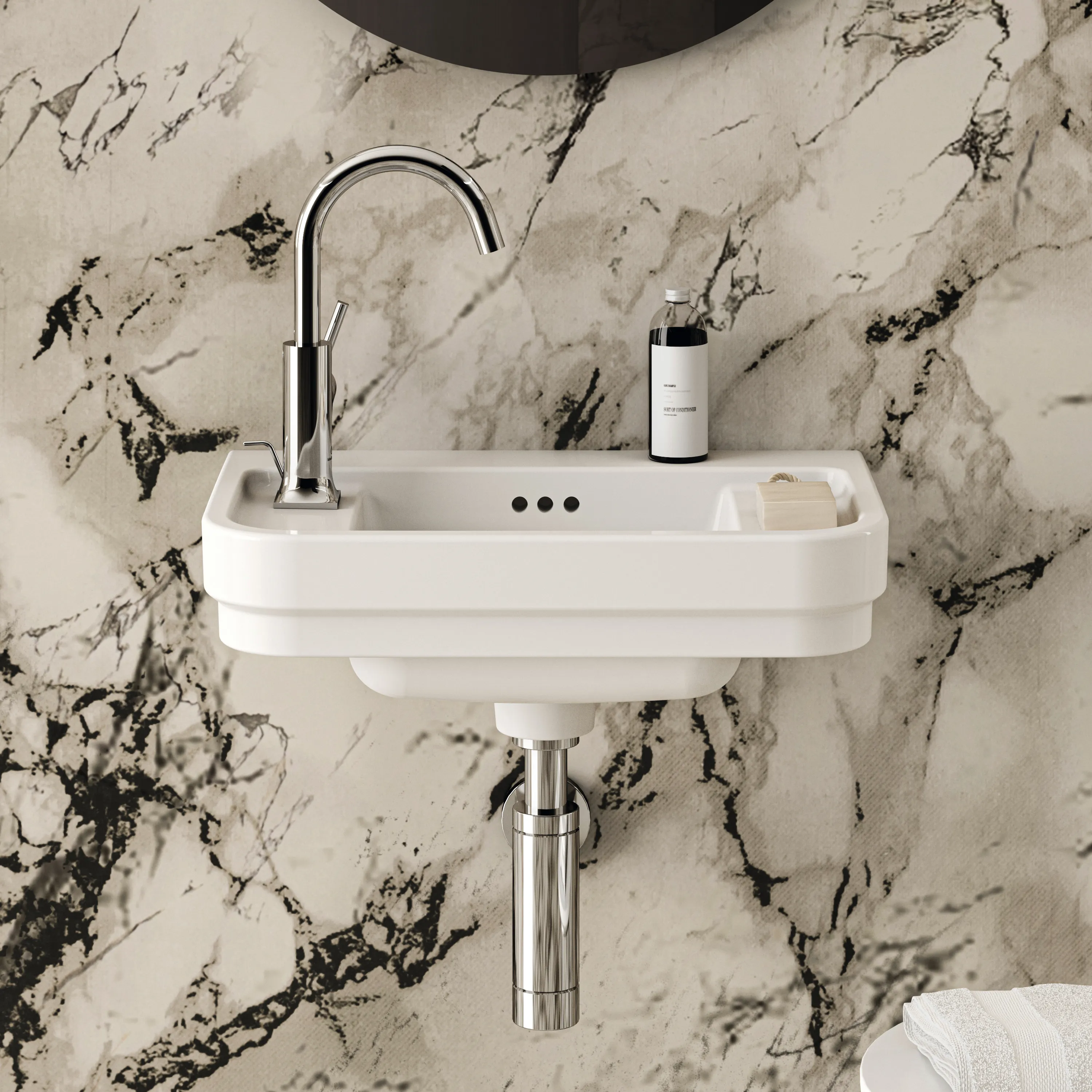 Waschbecken „Calla“ 50 × 32 × 18 cm, Hahnlochposition links Waschbecken „Calla“ 50 × 32 × 18 cm, Hahnlochposition links