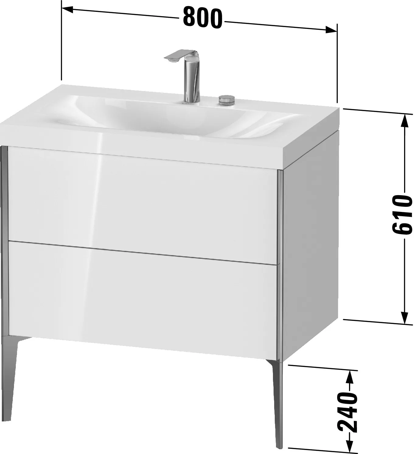 Duravit Waschtischunterschrank bodenstehend „XViu“ 80 × 61 × 48 cm in Dolomiti Grey Hochglanz