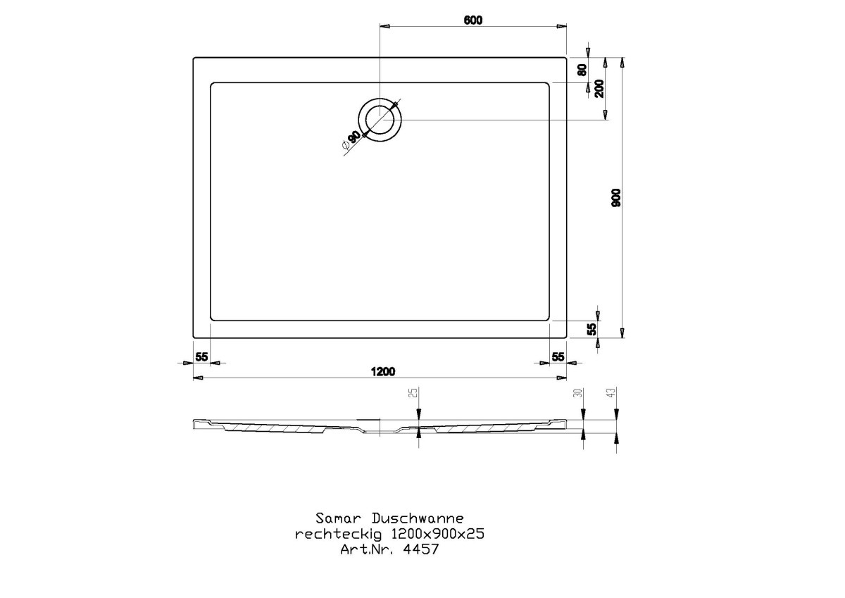 Hoesch Rechteck Duschwanne „Samar“ 120 × 90 cm in weiß 4457.010 - B-Ware
