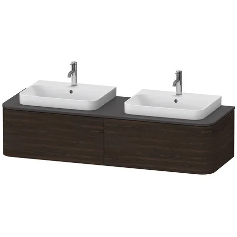 Duravit Waschtischunterschrank wandhängend „Happy D.2 Plus“ Nussbaum gebürstet