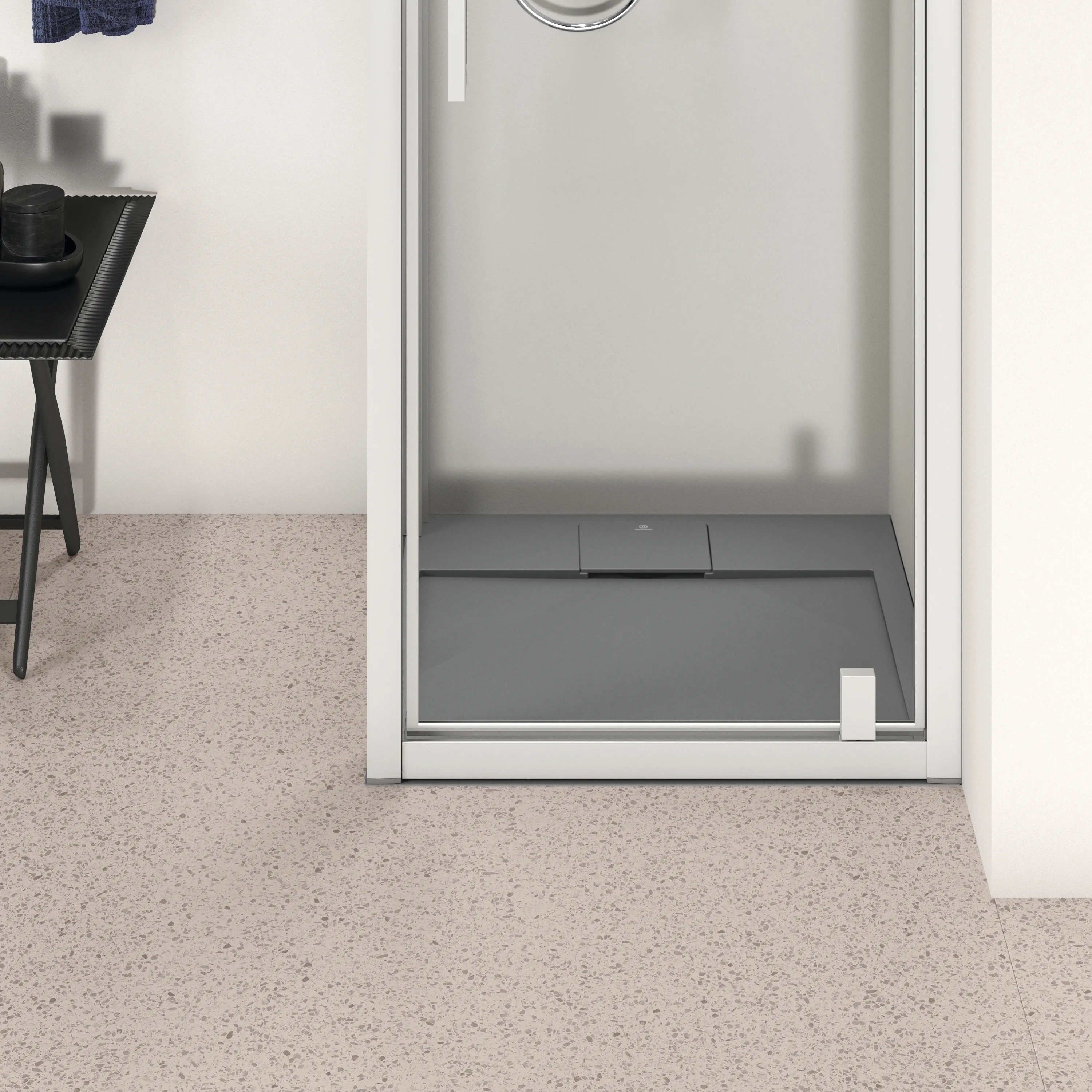 Ideal Standard Quadrat-Brausewanne Ultra Flat S i.life, 700x700x30 mm, Quarzgrau