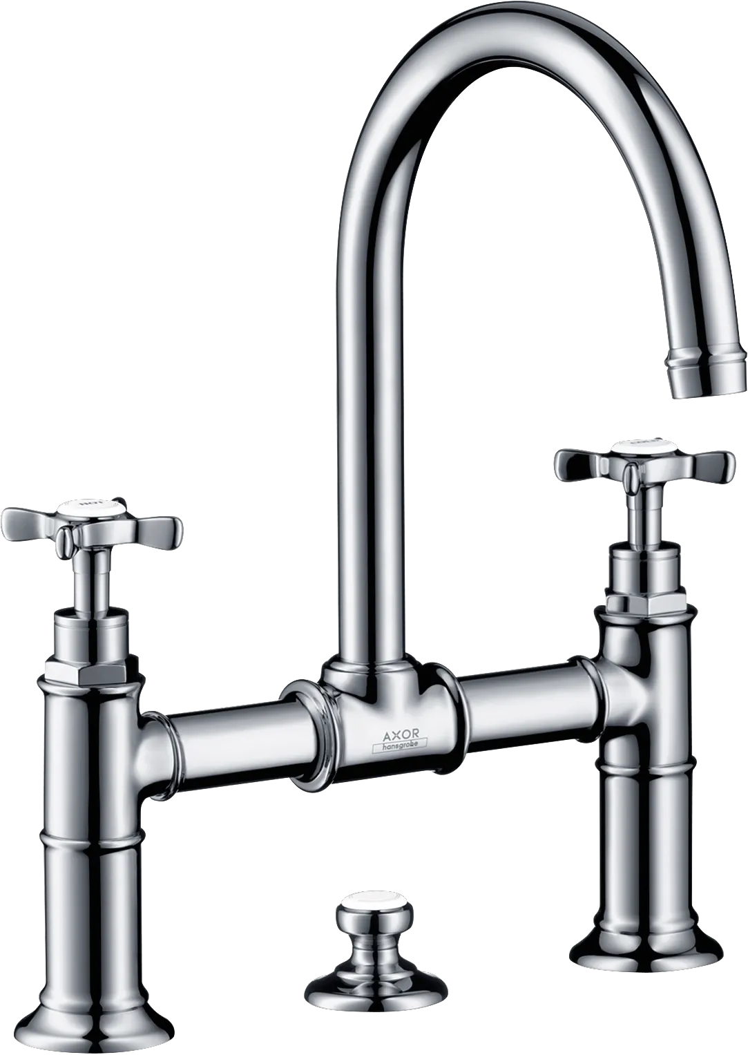 Hansgrohe AXOR Montreux 2-Griff Waschtischarmatur 220 mit Kreuzgriffen und Zugstangen-Ablaufgarnitur, Chrom Hansgrohe AXOR Montreux 2-Griff Waschtischarmatur 220 mit Kreuzgriffen und Zugstangen-Ablaufgarnitur, Chrom
