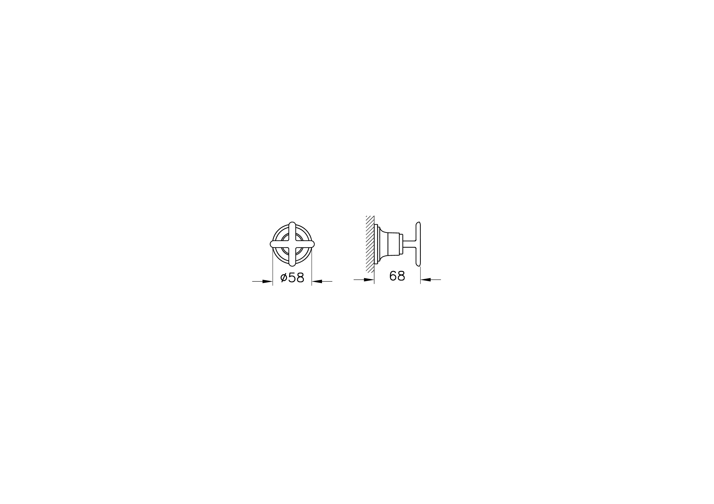 VitrA Origin Classic Unterputz-Absperrventil Chrom, Fertigmontageset 58 x 68 mm